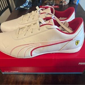 PUMA Scuderia Ferrari Neo Cat Lace Up  Mens White Sneakers Casual Shoes